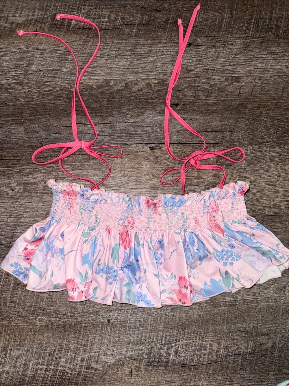 LoveShackFancy Pink Floral Ban-do Top - Picture 2 of 3